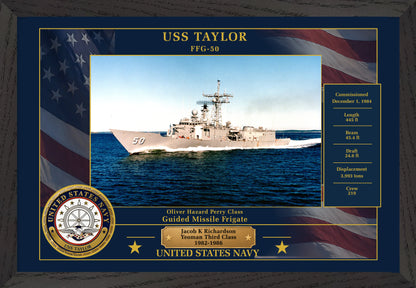 USS Taylor FFG-50 Framed Patriotic Photo