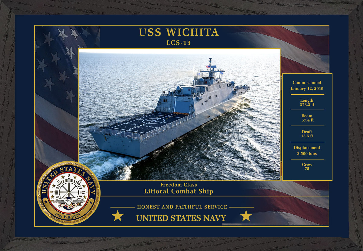 USS Wichita LCS-13 Framed Patriotic Photo