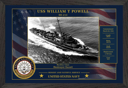 USS William T Powell DE-213 Framed Patriotic Photo