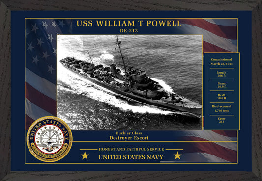 USS William T Powell DE-213 Framed Patriotic Photo