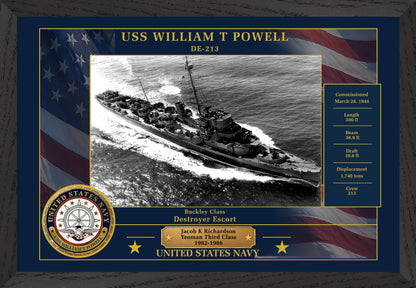 USS William T Powell DE-213 Framed Patriotic Photo
