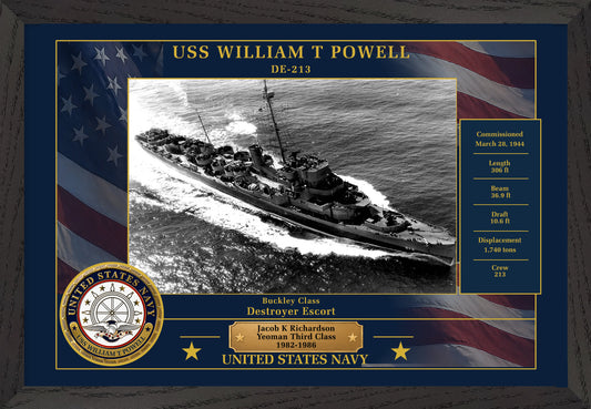 USS William T Powell DE-213 Framed Patriotic Photo