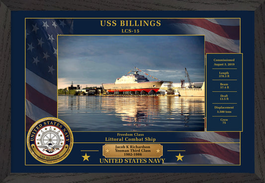 USS Billings LCS-15 Framed Patriotic Photo