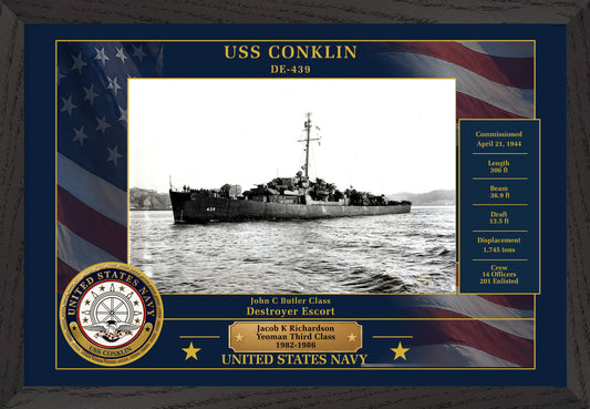 USS Conklin DE-439 Framed Patriotic Photo