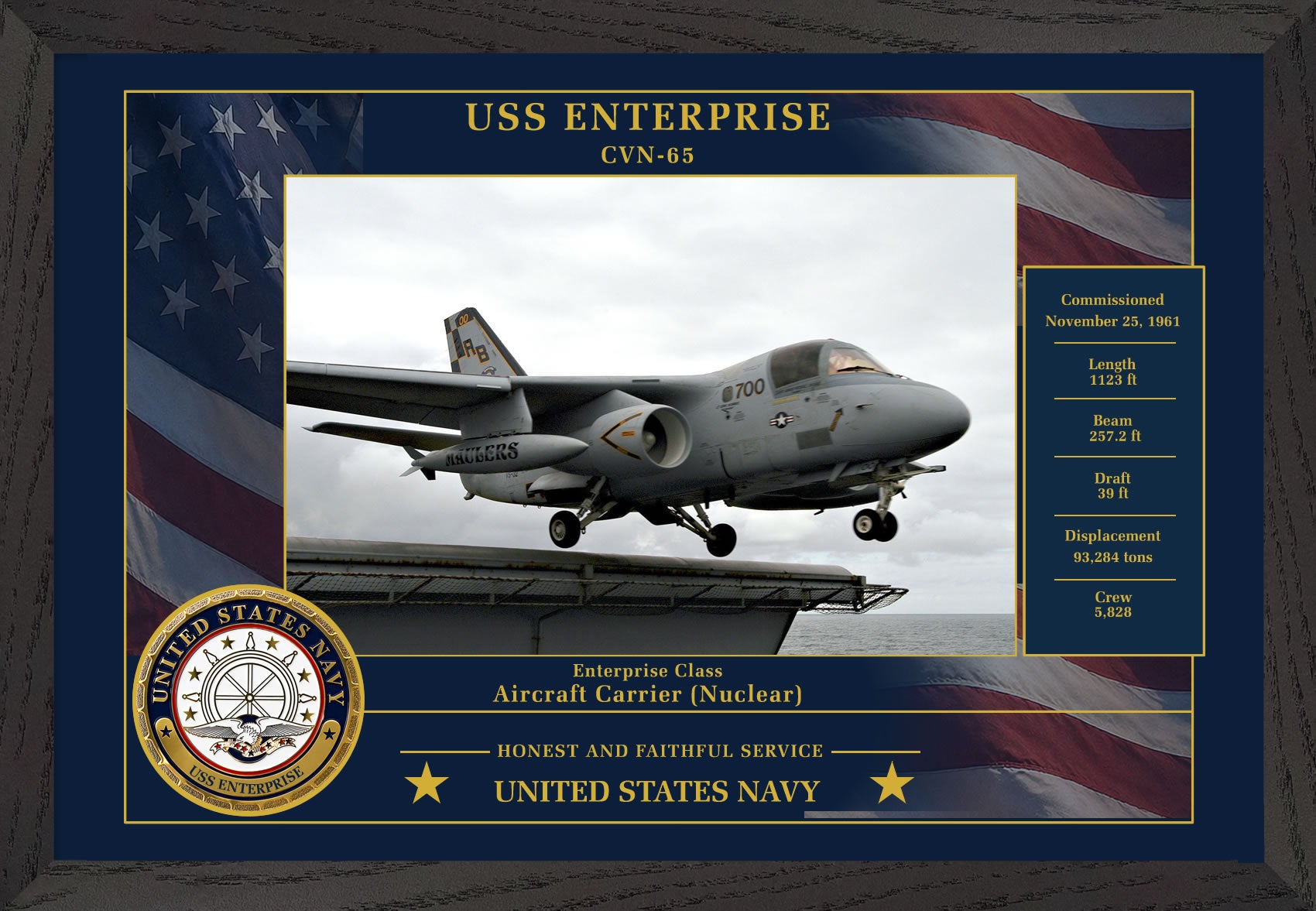 USS Enterprise CVN-65 Framed Patriotic Photo