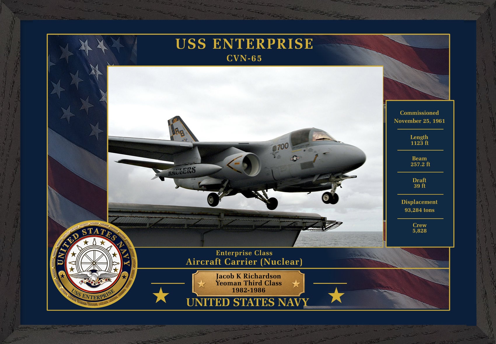 USS Enterprise CVN-65 Framed Patriotic Photo