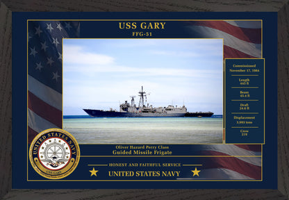 USS Gary FFG-51 Framed Patriotic Photo