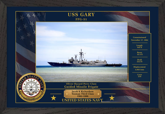 USS Gary FFG-51 Framed Patriotic Photo