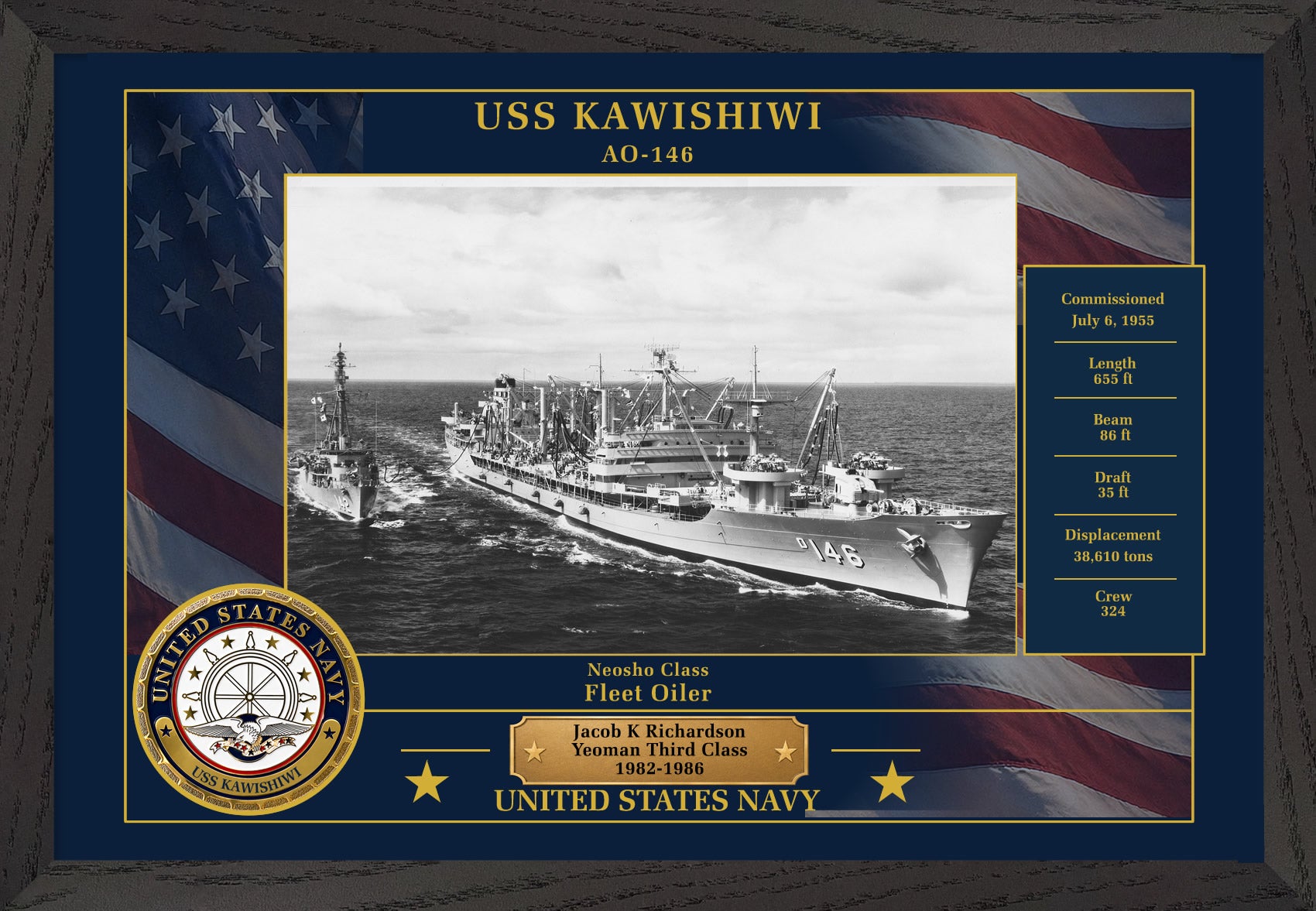 USS Kawishiwi AO-146 Framed Patriotic Photo