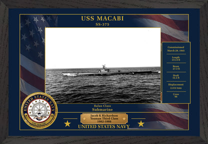 USS Macabi SS-375 Framed Patriotic Photo