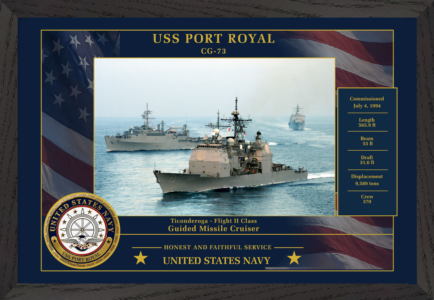 USS Port Royal CG-73 Framed Patriotic Photo