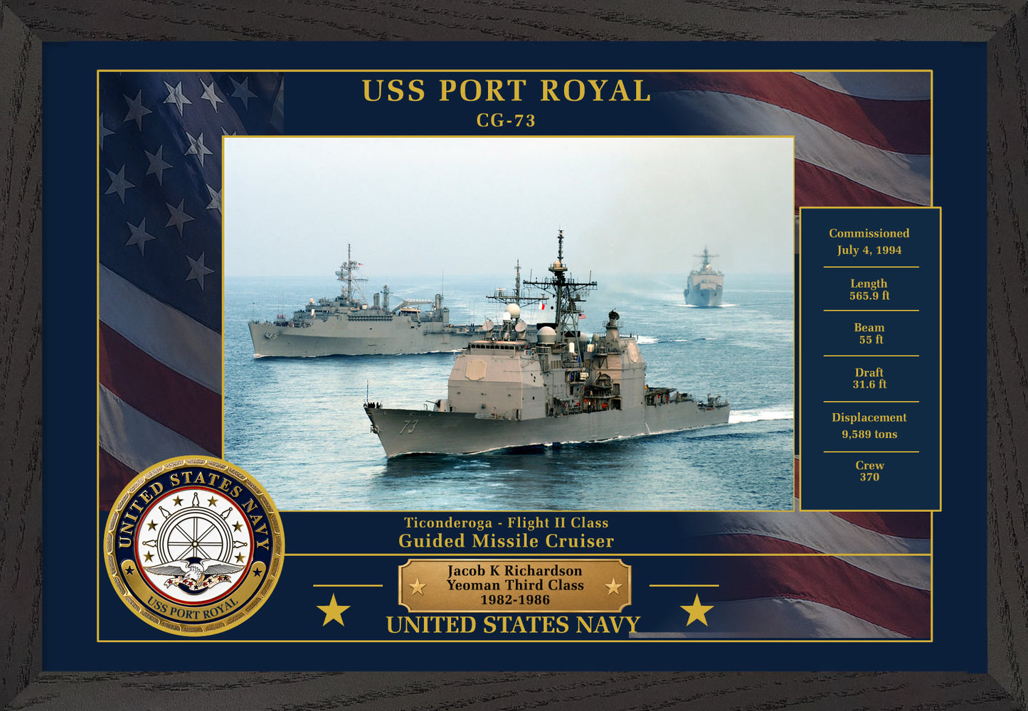 USS Port Royal CG-73 Framed Patriotic Photo