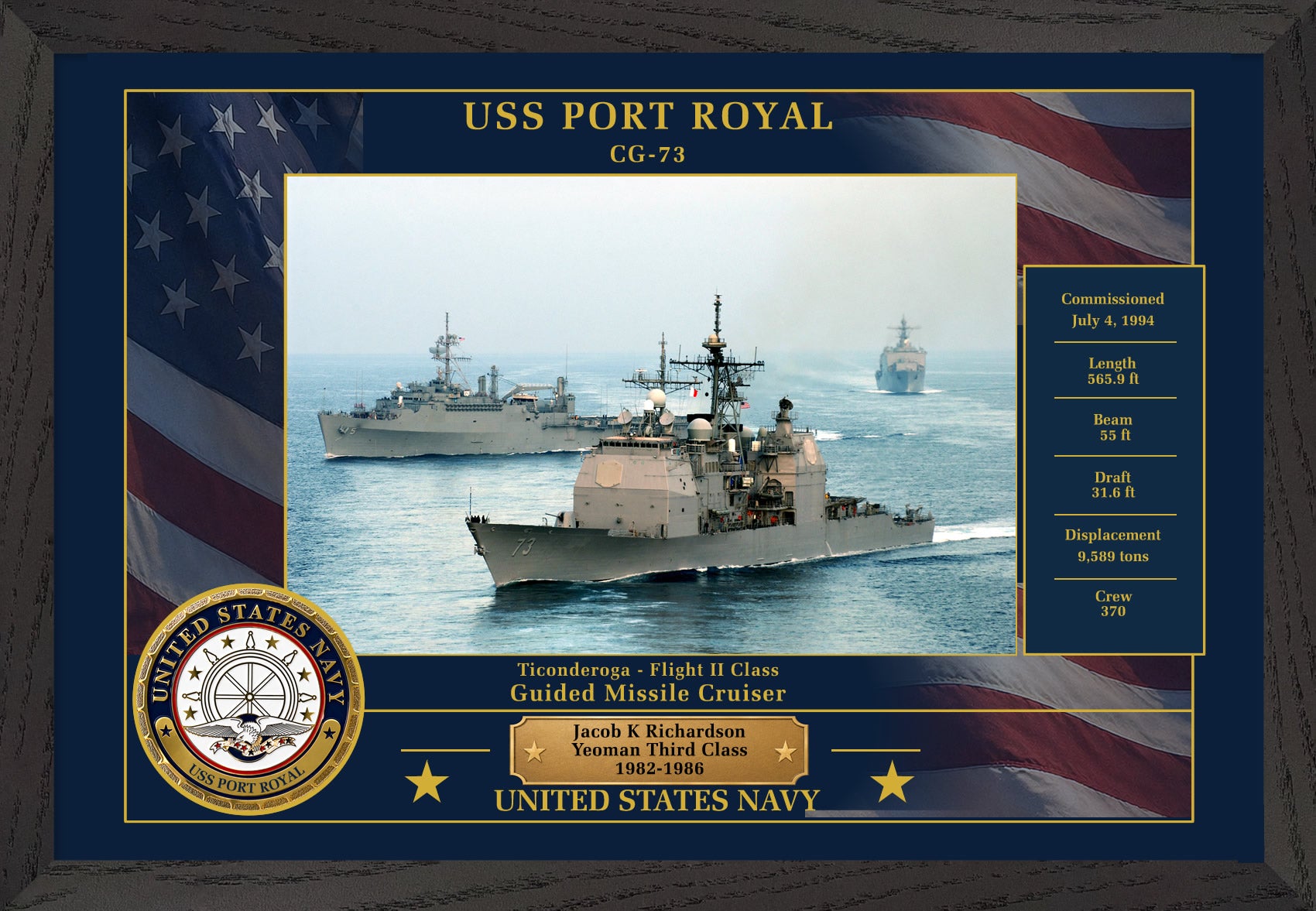 USS Port Royal CG-73 Framed Patriotic Photo