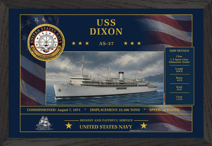 USS Dixon AS-37 Framed Patriotic Art