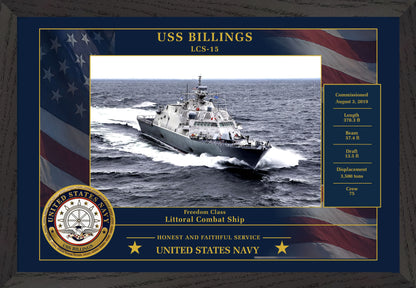 USS Billings LCS-15 Framed Patriotic Photo