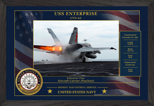 USS Enterprise CVN-65 Framed Patriotic Photo