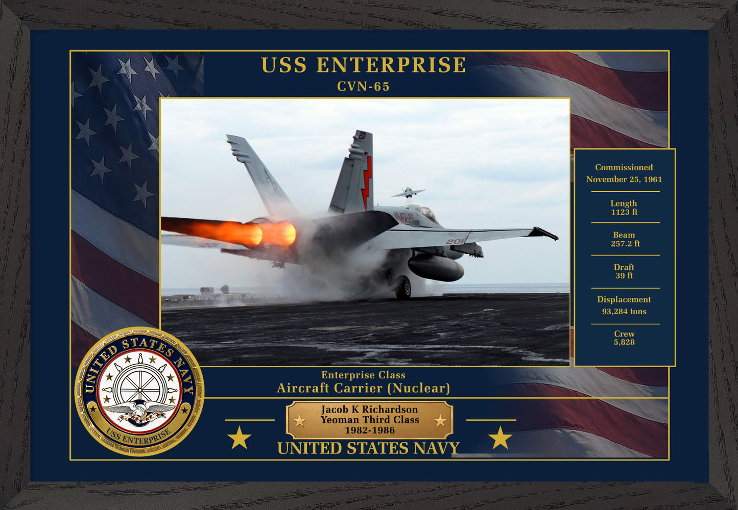 USS Enterprise CVN-65 Framed Patriotic Photo