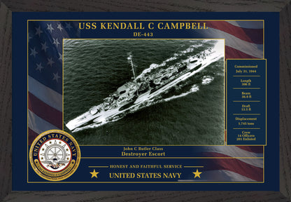 USS Kendall C Campbell DE-443 Framed Patriotic Photo
