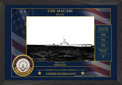 USS Macabi SS-375 Framed Patriotic Photo