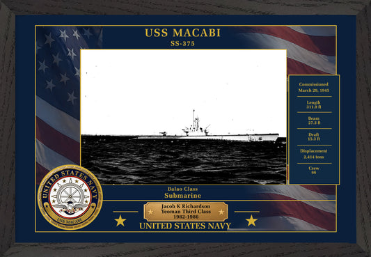 USS Macabi SS-375 Framed Patriotic Photo