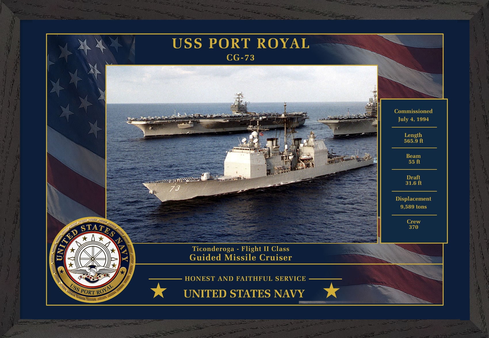 USS Port Royal CG-73 Framed Patriotic Photo
