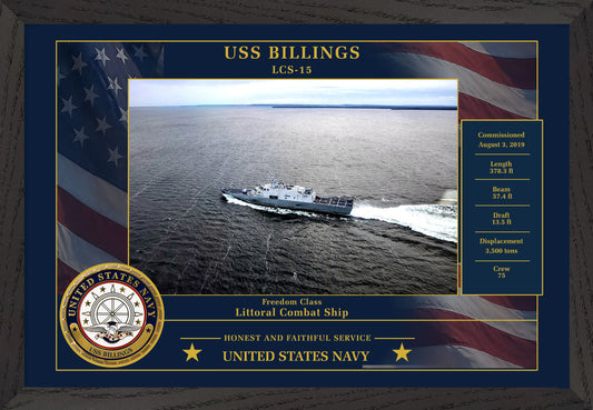 USS Billings LCS-15 Framed Patriotic Photo