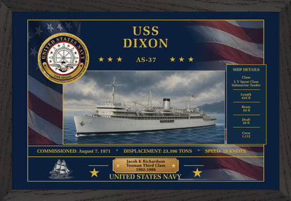 USS Dixon AS-37 Framed Patriotic Art