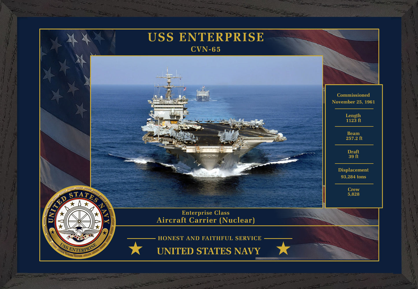 USS Enterprise CVN-65 Framed Patriotic Photo