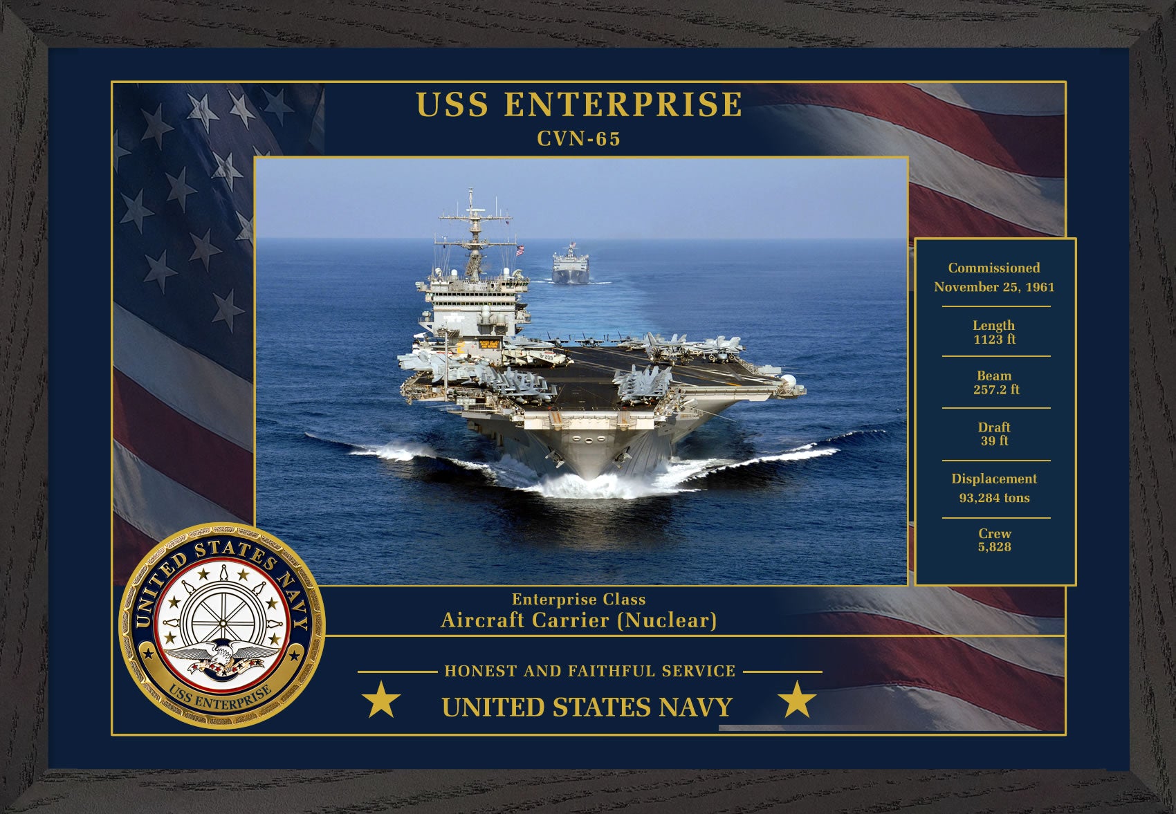 USS Enterprise CVN-65 Framed Patriotic Photo