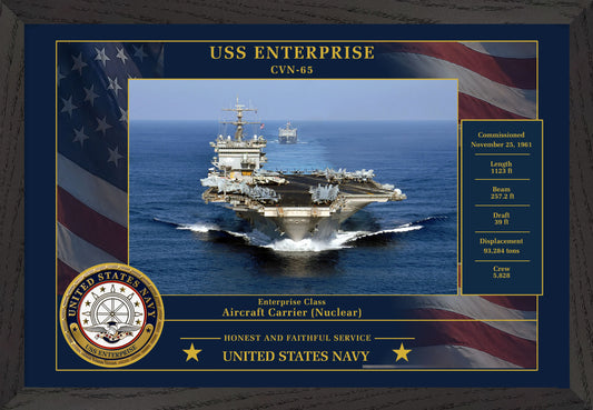 USS Enterprise CVN-65 Framed Patriotic Photo