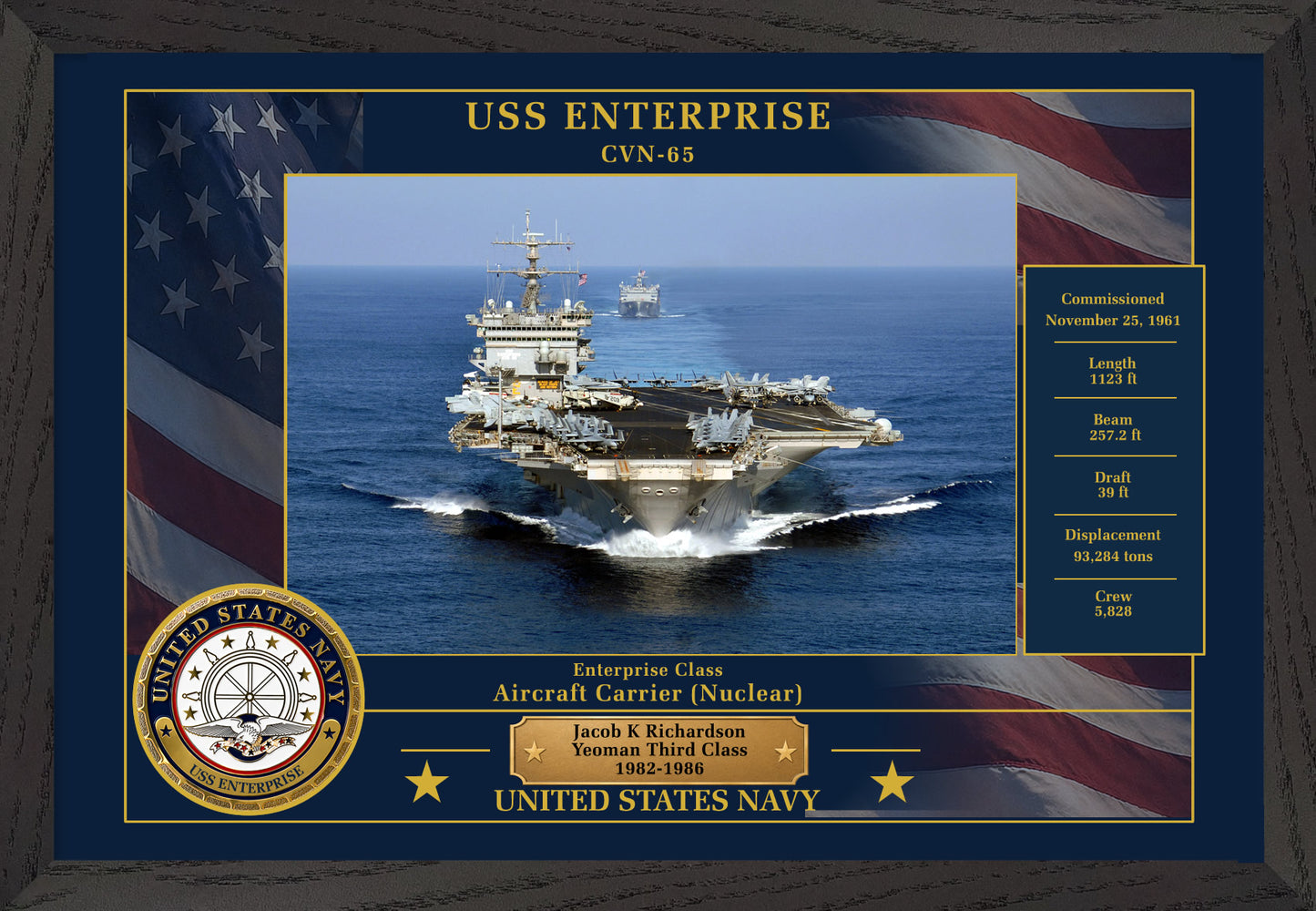USS Enterprise CVN-65 Framed Patriotic Photo