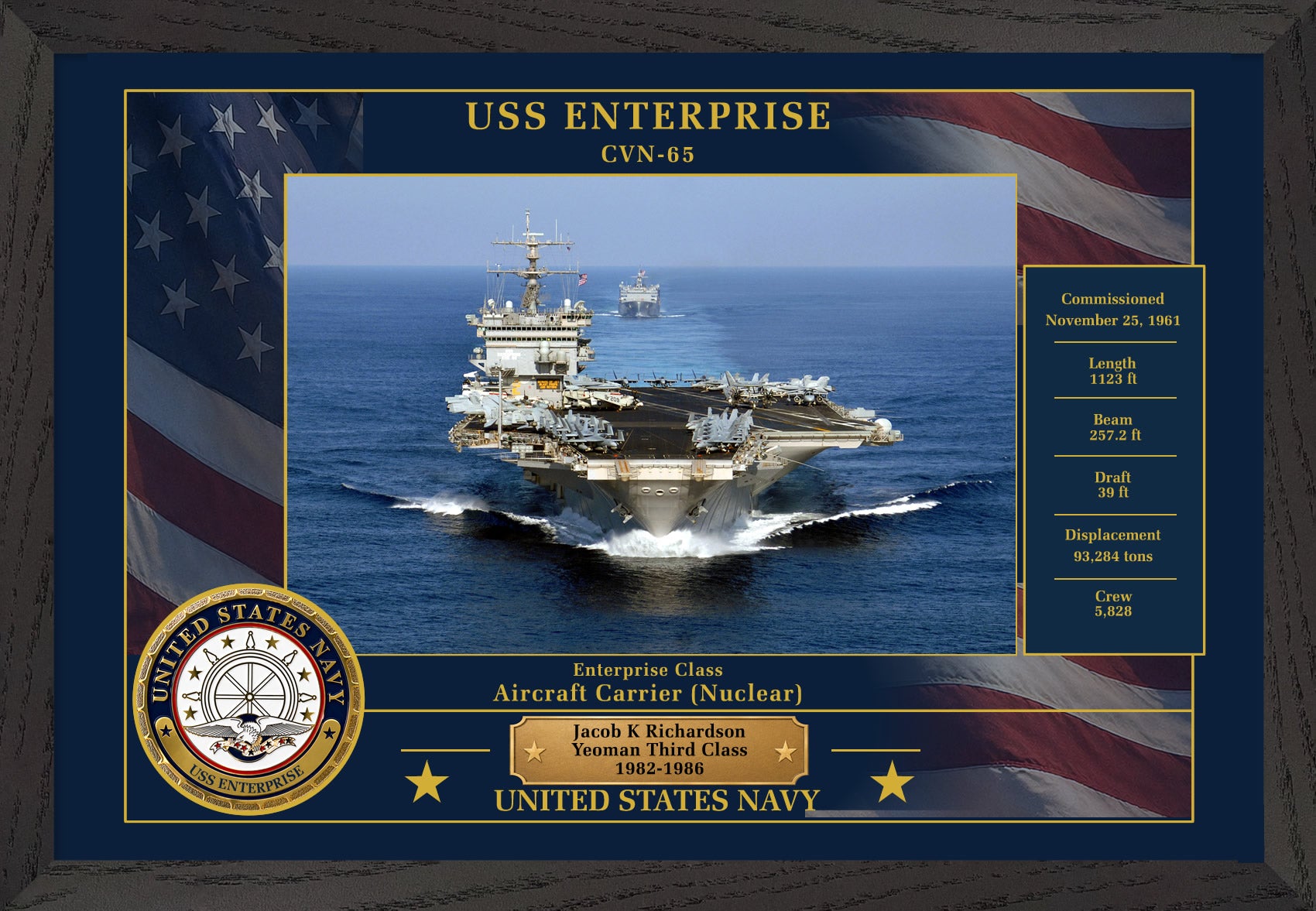 USS Enterprise CVN-65 Framed Patriotic Photo