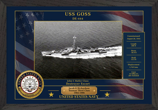 USS Goss DE-444 Framed Patriotic Photo