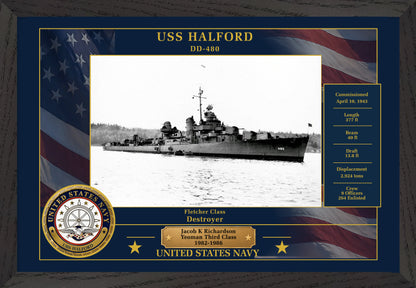 USS Halford DD-480 Framed Patriotic Photo