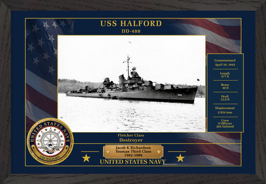 USS Halford DD-480 Framed Patriotic Photo
