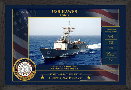 USS Hawes FFG-53 Framed Patriotic Photo