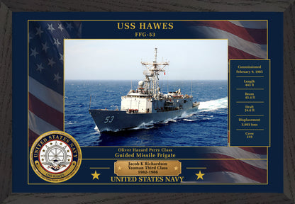 USS Hawes FFG-53 Framed Patriotic Photo