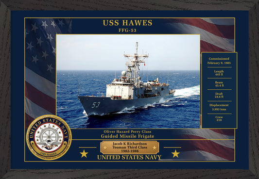 USS Hawes FFG-53 Framed Patriotic Photo