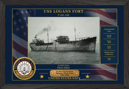 USS Logans Fort T AO-160 Framed Patriotic Photo
