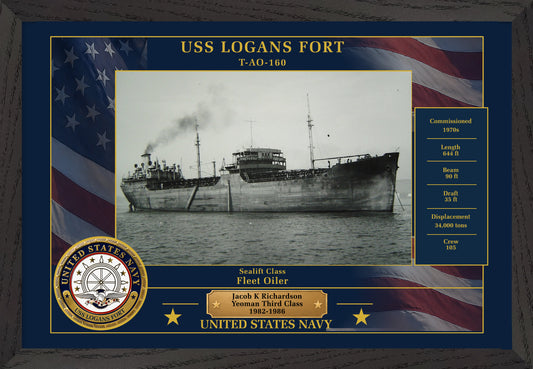 USS Logans Fort T AO-160 Framed Patriotic Photo