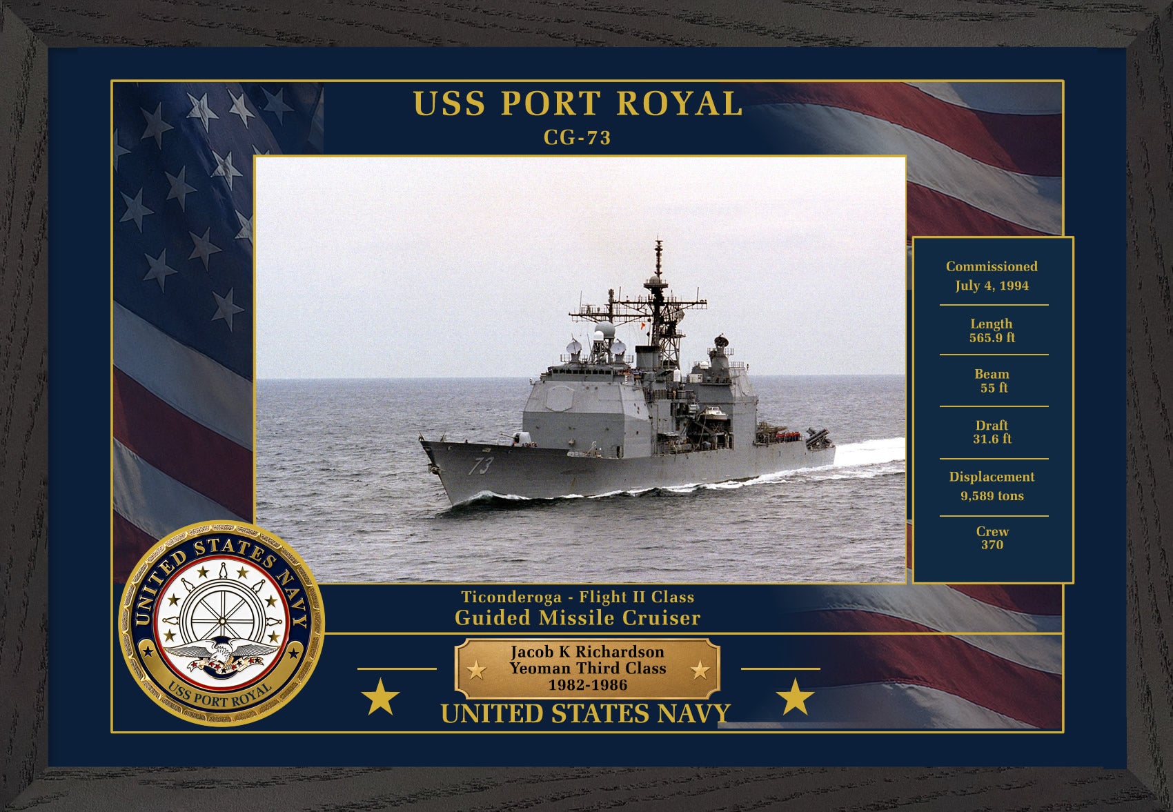 USS Port Royal CG-73 Framed Patriotic Photo