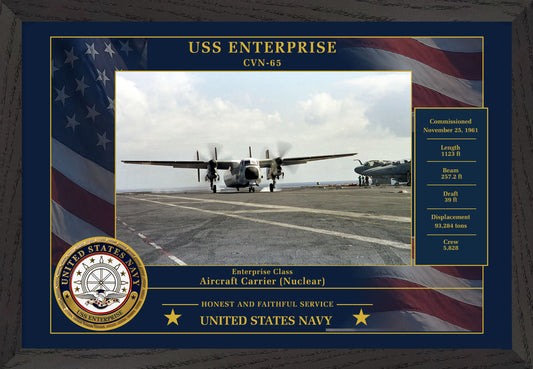 USS Enterprise CVN-65 Framed Patriotic Photo
