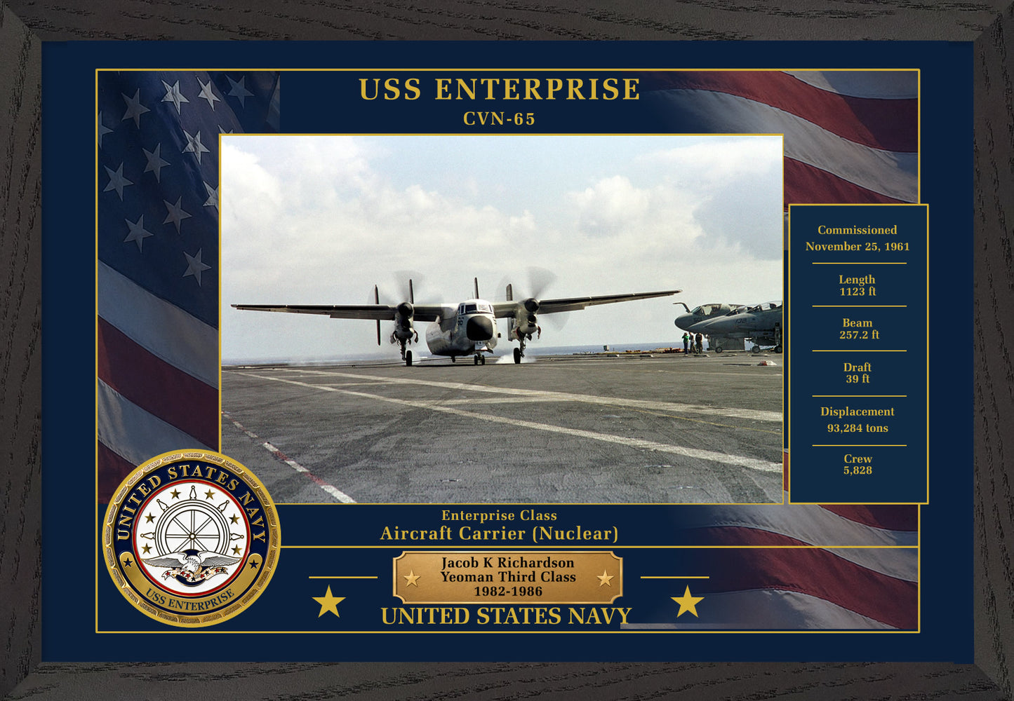 USS Enterprise CVN-65 Framed Patriotic Photo
