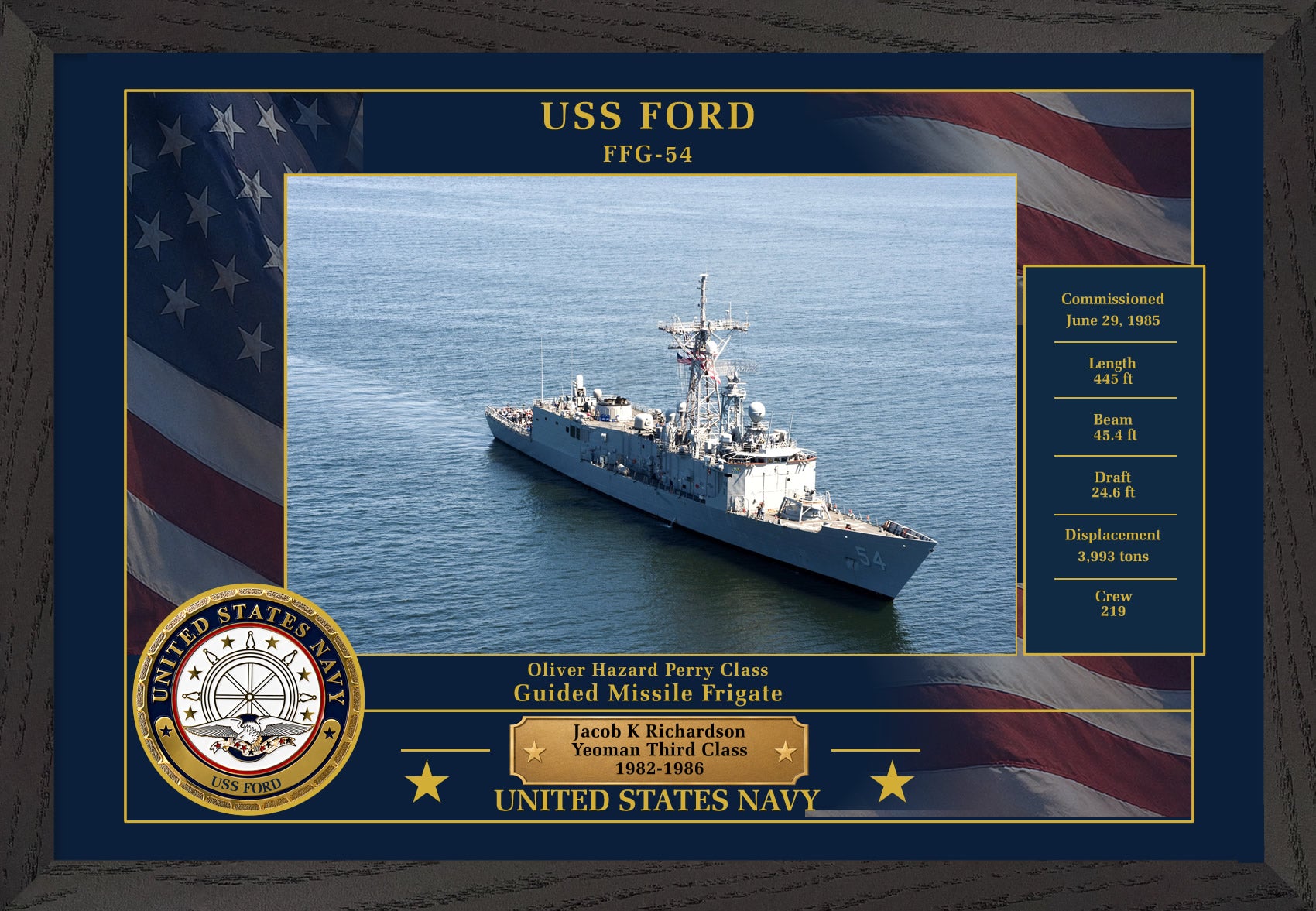 USS Ford FFG-54 Framed Patriotic Photo
