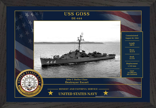 USS Goss DE-444 Framed Patriotic Photo