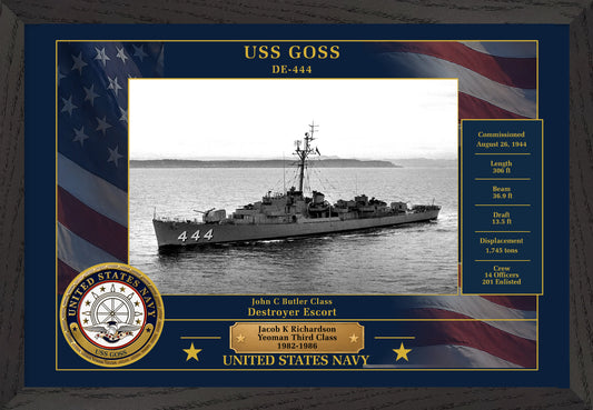 USS Goss DE-444 Framed Patriotic Photo