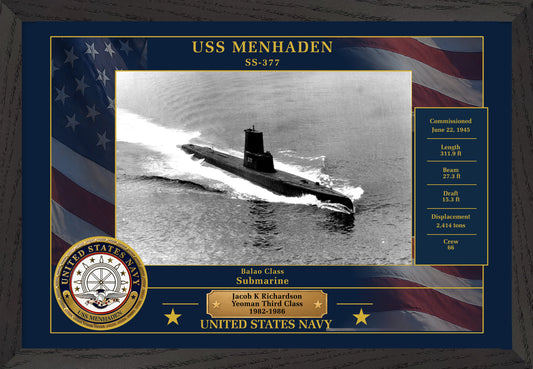 USS Menhaden SS-377 Framed Patriotic Photo