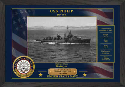 USS Philip DD-498 Framed Patriotic Photo