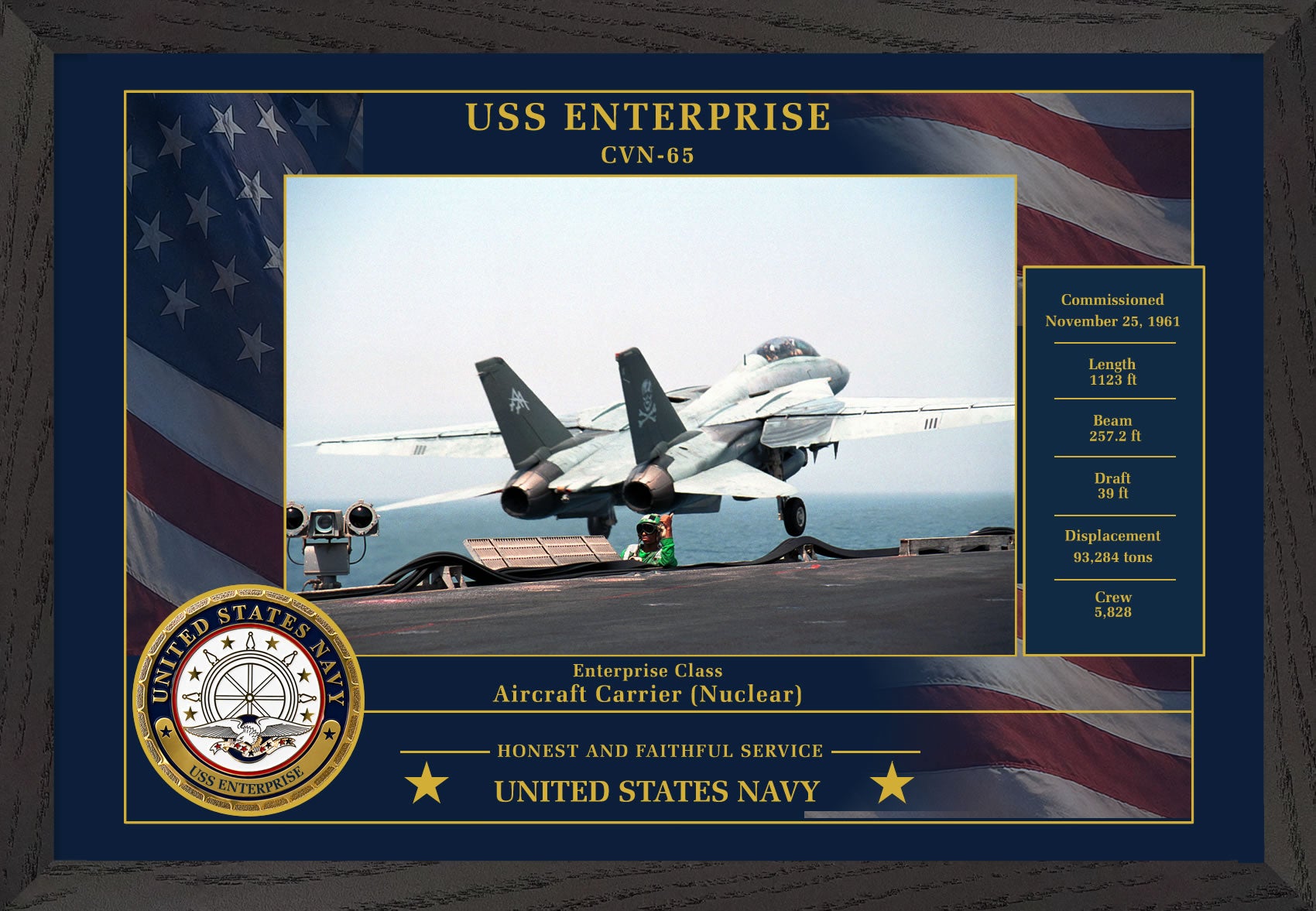USS Enterprise CVN-65 Framed Patriotic Photo