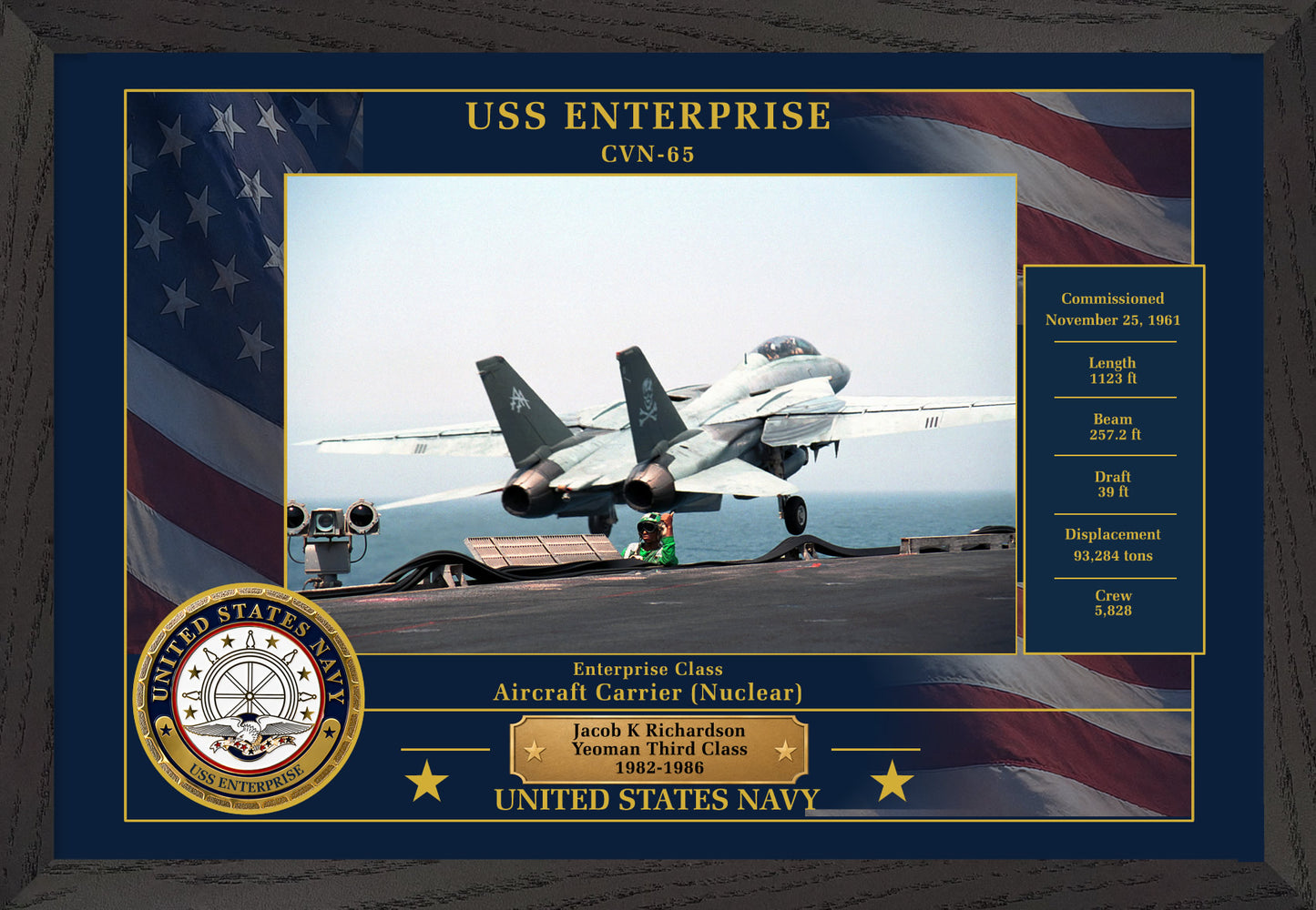 USS Enterprise CVN-65 Framed Patriotic Photo